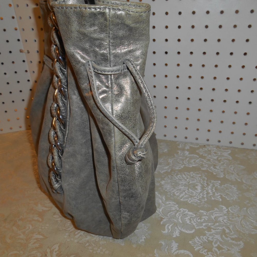 MICHAELS KORS ID CHAIN LEATHER SILVER LG HANDBAG - Picture 2 of 7